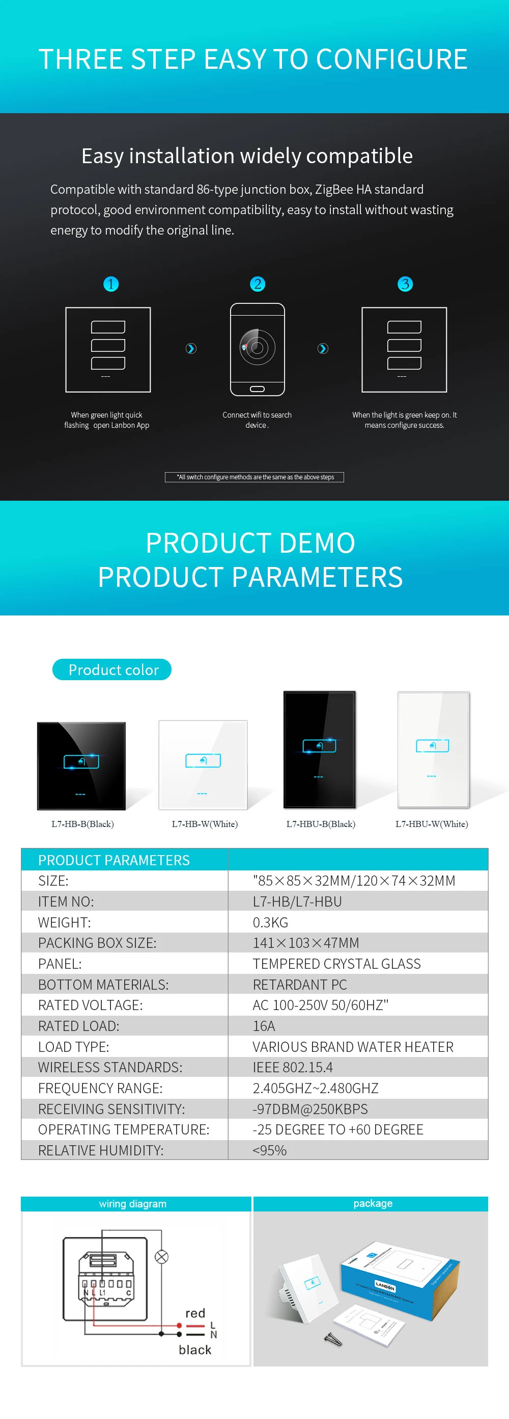 LANBON Color Switch wifiZigbee Smart Boiler Switch L7-HB 10 LANBON Color Switch wifiZigbee Smart Boiler Switch L7-HB 10